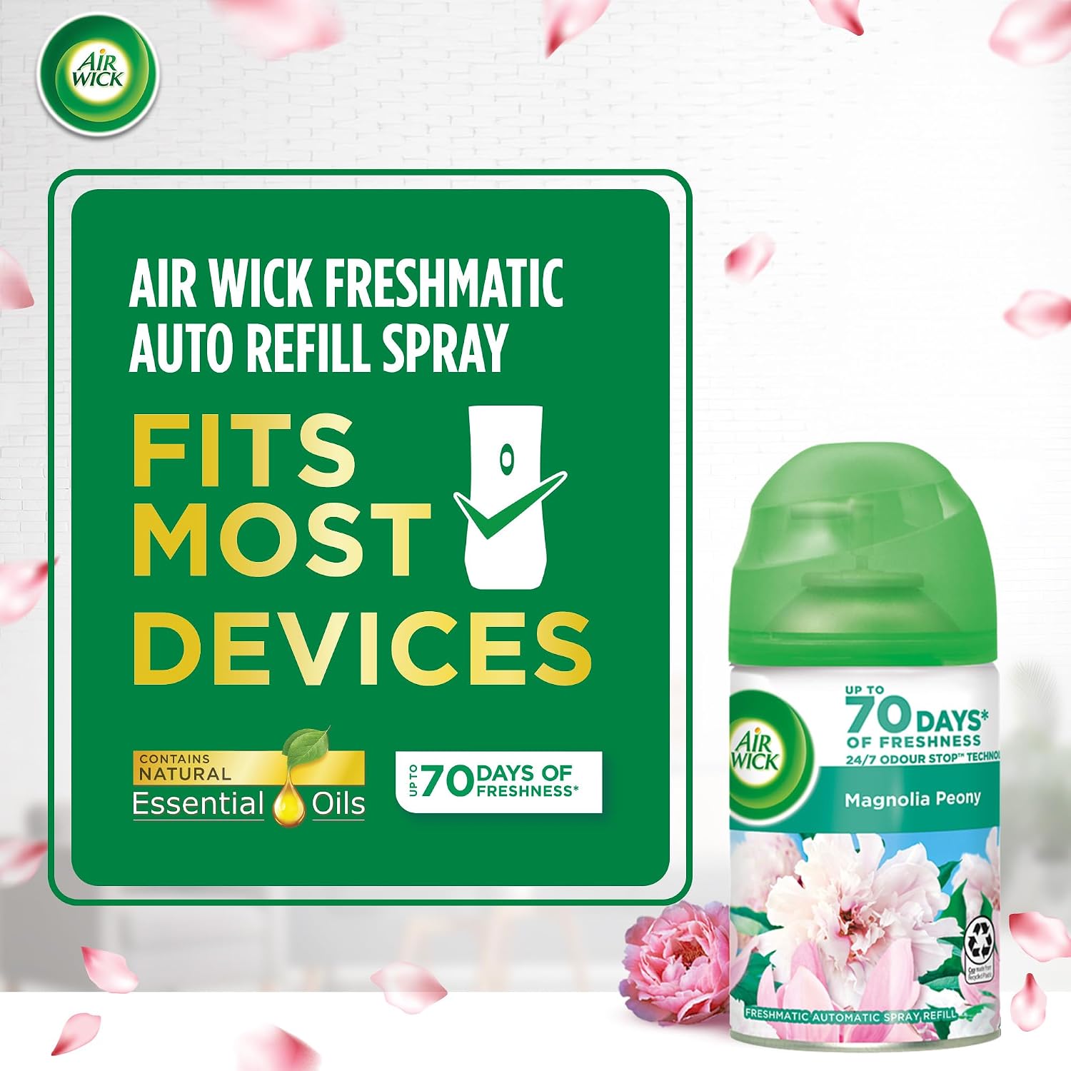 Picture of Air Wick Freshmatic Essential Oil Automatic Spray Magnolia Peony 250ml (Free Refill & Battery)