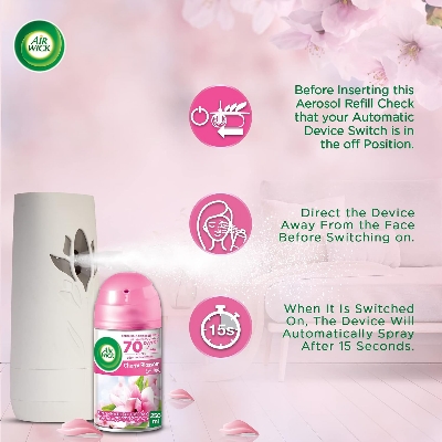 Picture of Air Wick Freshmatic  Essential Oil Automatic Spray Cherry Blossom 250ml (Free Refill & Battery)