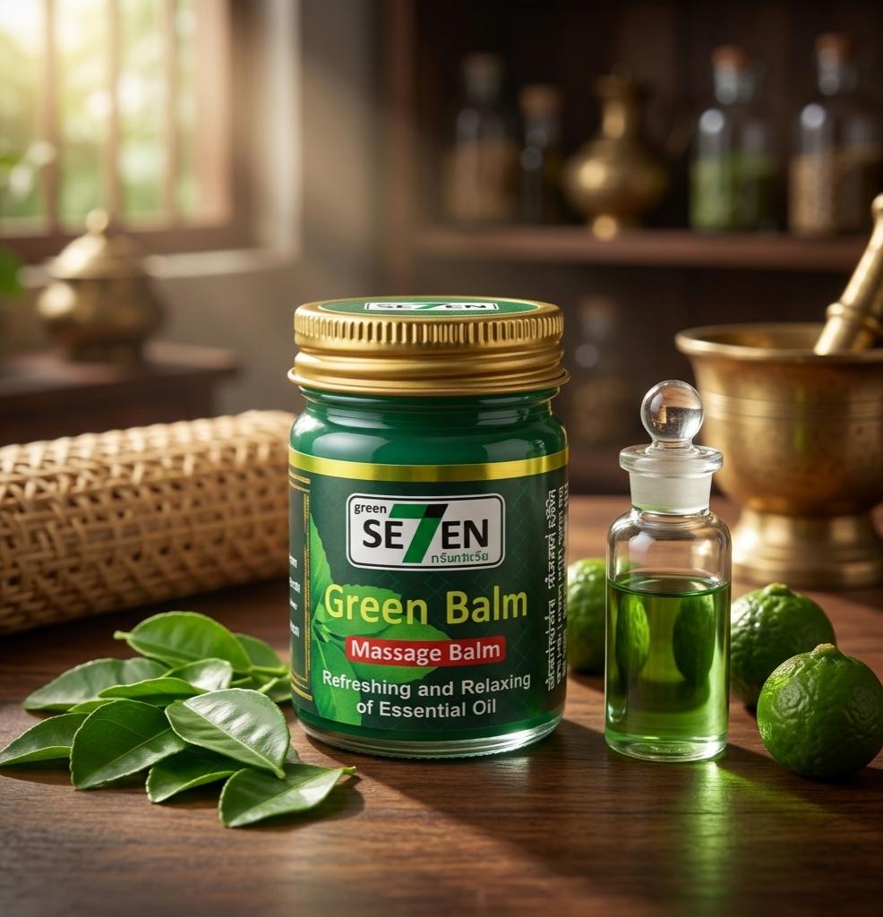 Picture of Green Seven Massage Balm Soothing and Relaxing with Essential Oil 50gm