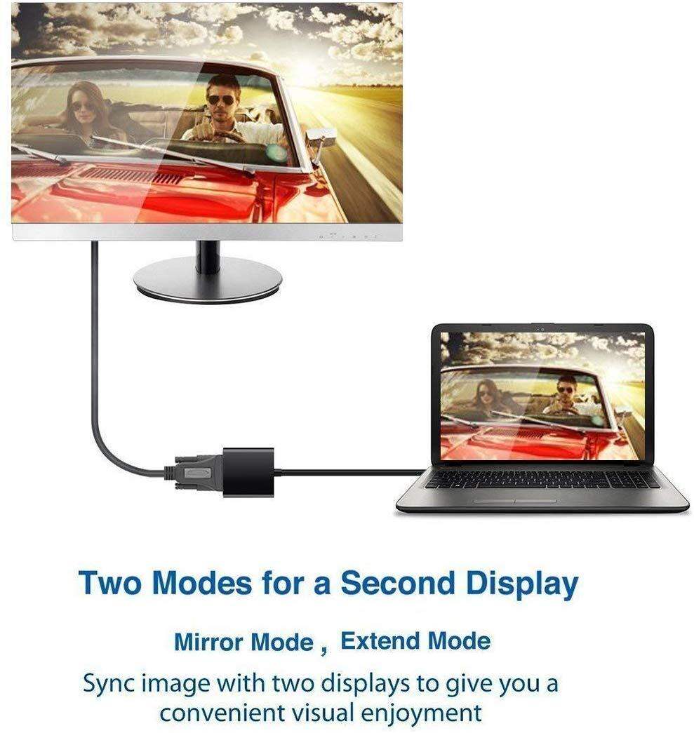 Picture of High-Speed USB 3.0 to VGA Adapter Cable for Monitor, Projector, TV - Black, Super Speed 5Gbps, HDMI-Compatible, New 