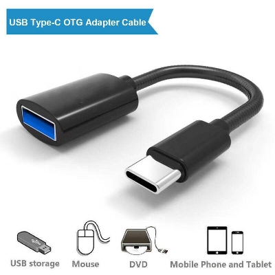 Picture of New High-Quality USB Type-C to USB Female OTG Adapter Cable - Data Sync & Transfer - Durable Type-C Connector - Cable Protector 