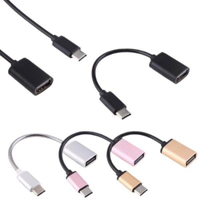 Picture of New High-Quality USB Type-C to USB Female OTG Adapter Cable - Data Sync & Transfer - Durable Type-C Connector - Cable Protector 