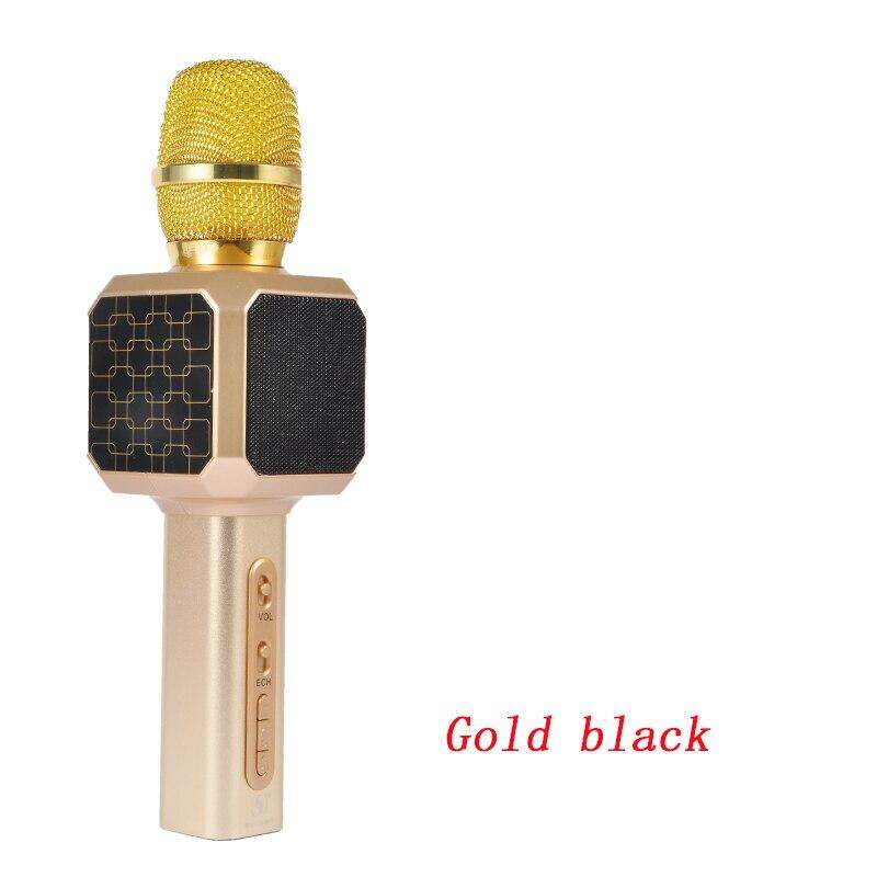 Picture of Magic Bluetooth Karaoke Microphone SU.YOSD , Wireless Professional Speaker Handheld Microphone SD Card,  with USB Colorful Neon Lights (Gold)