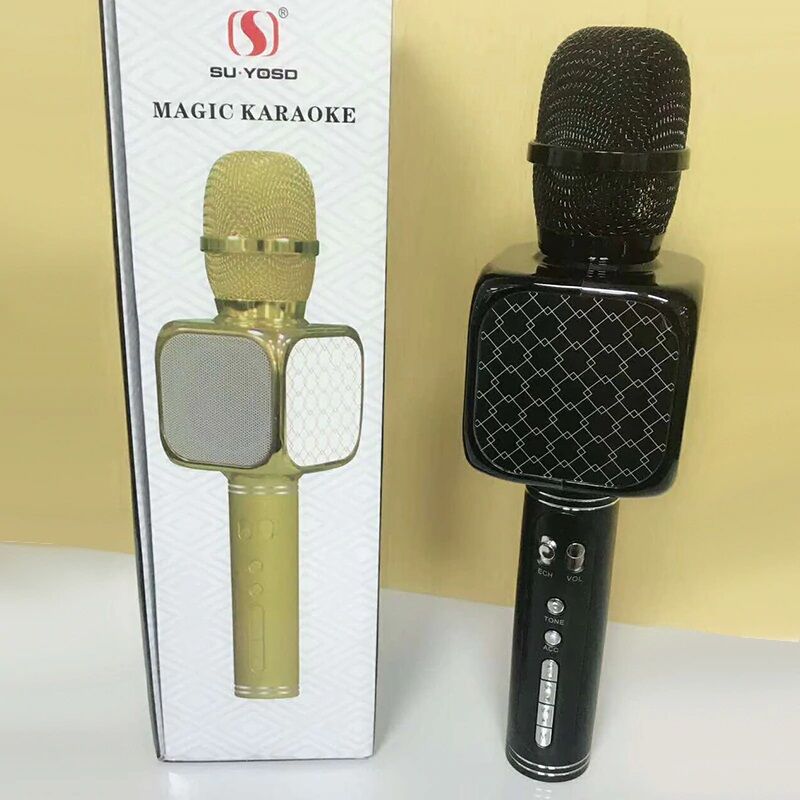 Picture of Magic Bluetooth Karaoke Microphone SU.YOSD , Wireless Professional Speaker Handheld Microphone SD Card,  with USB Colorful Neon Lights (Black)