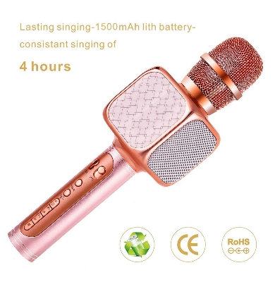 Picture of Professional Wireless, Speaker, Recorder & Microphone Handheld, Magic Bluetooth Karaoke Microphone (Rose Gold)