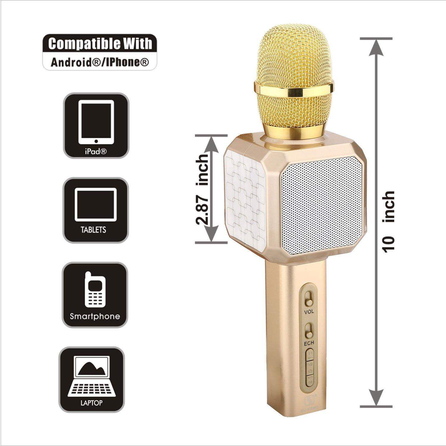 Picture of Bluetooth Karaoke Microphone Wireless Professional Speaker Handheld Microphone (Gold)