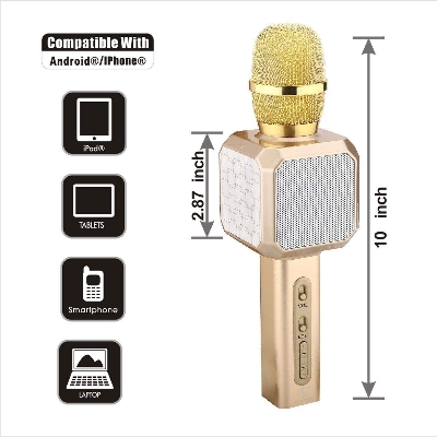 Picture of Bluetooth Karaoke Microphone Wireless Professional Speaker Handheld Microphone (Gold)
