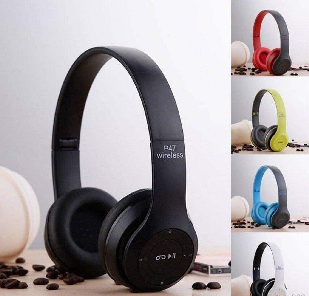 Picture of Wireless, Bluetooth, Fold-able, P47 Headphones Noise Canceling MP3/MP4/FM Player with SD Card Slot for Easy Travel - Headphone - Headphone (Black)