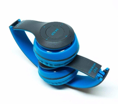 Picture of Wireless, Bluetooth, Fold-able, P47 Headphones Noise Canceling MP3/MP4/FM Player with SD Card Slot for Easy Travel - Headphone - Headphone (Blue)