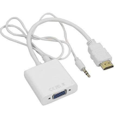Picture of HDMI to VGA Adapter with 3.5mm Audio Port,  HDMI to VGA conversion adapter HDMI adapter standard - White (White)