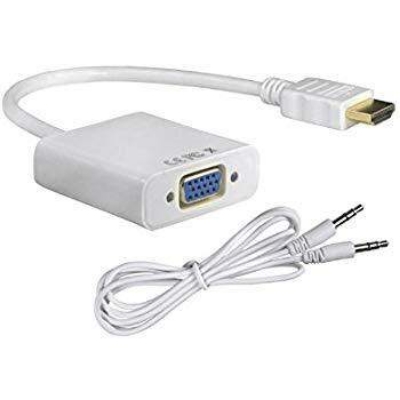 Picture of HDMI to VGA Adapter with 3.5mm Audio Port,  HDMI to VGA conversion adapter HDMI adapter standard - White (White)