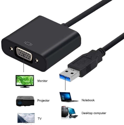 Picture of USB 3.0 to VGA Adapter Converter, High Speed USB to VGA Adapter Display Port to vga, Support Max Resolution 1080p for Windows 7/8/8.1/10 Desktop Laptop PC Monitor Projector HDTV, Monitor, Projector (Black)