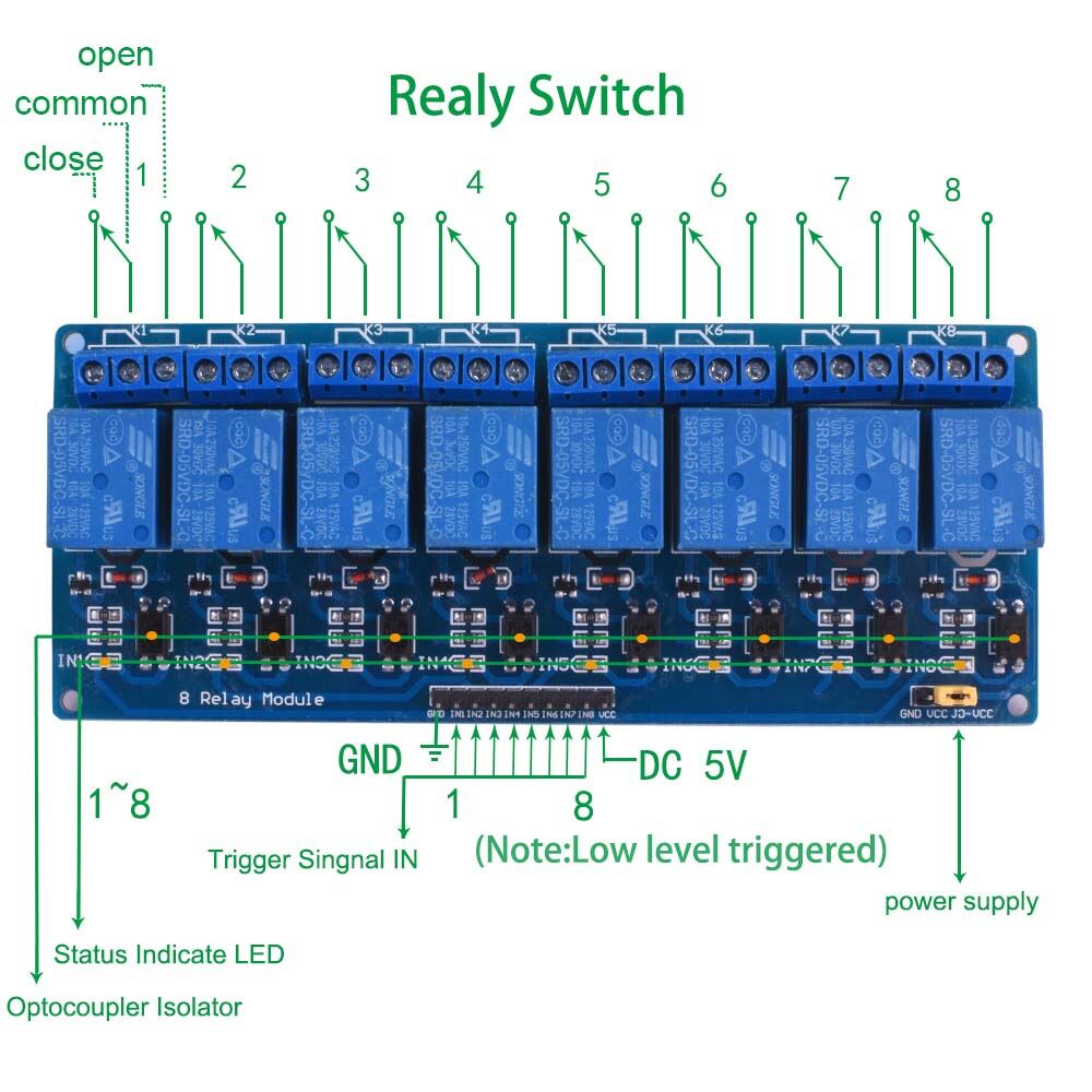 Picture of 8 channel Relay Module DC  5V For Arduino (Blue)