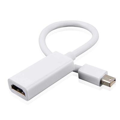 Picture of Mini Display Port To HDMI Adapter Cable Male To Female Mini DP Converter (White)