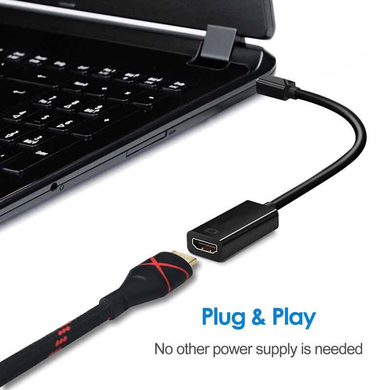 Picture of Mini Display Port To HDMI Adapter Cable Male To Female Mini DP Converter (Black)