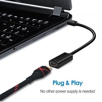 Picture of Mini Display Port To HDMI Adapter Cable Male To Female Mini DP Converter (Black)
