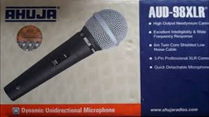 Picture of Ahuja India & China Microphone ///AUD-98XLR/// - Dynamic Corded Unidirectional Microphone, 3-Pin Professional XLR Connector (Indian)