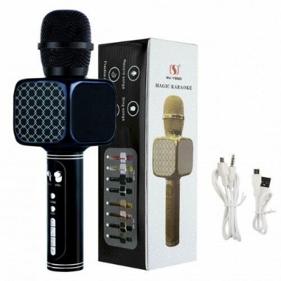 Picture of Wireless Bluetooth Microphone Speaker Karaoke USB KTV Mobile Player MIC Speaker Recording Gold (Black)