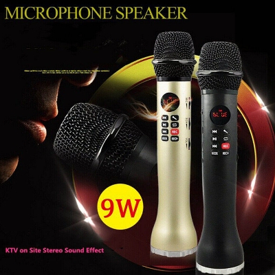 Picture of Wireless Karaoke Microphone Handheld Bluetooth Speaker Karaoke L - 598 Bluetooth Microphone Portable Speaker (Black)