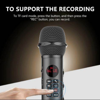 Picture of Wireless Karaoke Microphone Handheld Bluetooth Speaker Singing Recordng Microphone High Volume Long Battery Life (Multicolor)