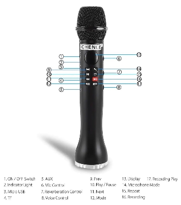 Picture of Wireless Karaoke Microphone Handheld Bluetooth Speaker Singing Recordng Microphone High Volume Long Battery Life (Multicolor)