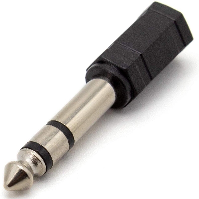 Picture of 3.5mm Stereo TRS Female to 1/4" Stereo Plug Male Adapter, Nickel Plated (Black)