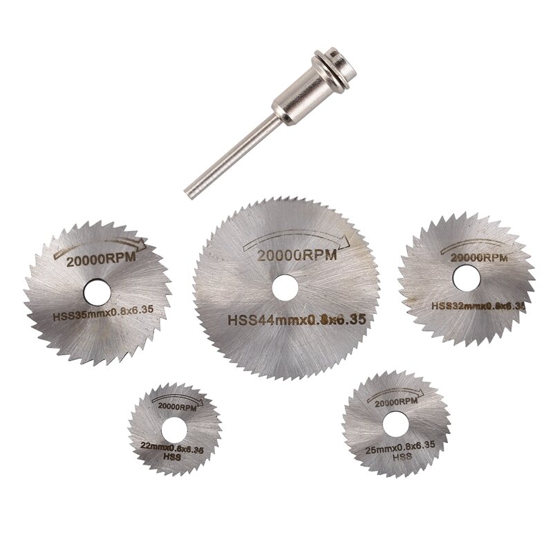 Picture of 6Pcs Circular Saw Blade Set HSS Cutting Disc for Wood Plastic and Aluminum (White)