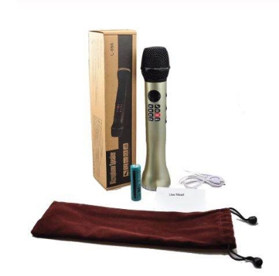 Picture of WJDASM Microphone 9W Wireless Microphone L598 Handheld Karaoke Bluetooth Speaker Mic Karaoke Card TF Singing Record Mobile Microphone (Multicolor)