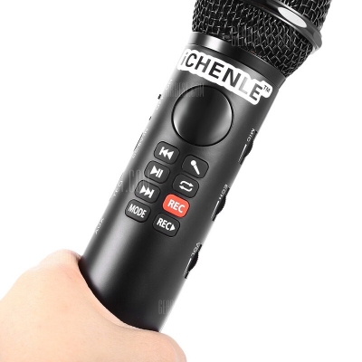 Picture of WJDASM Microphone 9W Wireless Microphone L598 Handheld Karaoke Bluetooth Speaker Mic Karaoke Card TF Singing Record Mobile Microphone (Multicolor)