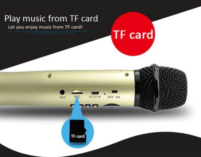 Picture of WJDASM Microphone 9W Wireless Microphone L598 Handheld Karaoke Bluetooth Speaker Mic Karaoke Card TF Singing Record Mobile Microphone (Multicolor)