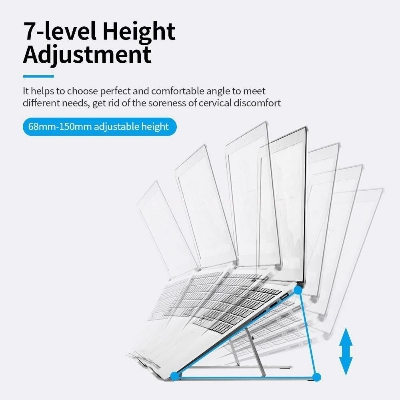 Picture of Laptop Tablet Stand  9.4 inches easy to carry Adjustable Full Aluminum With Storage Bag (Silver)