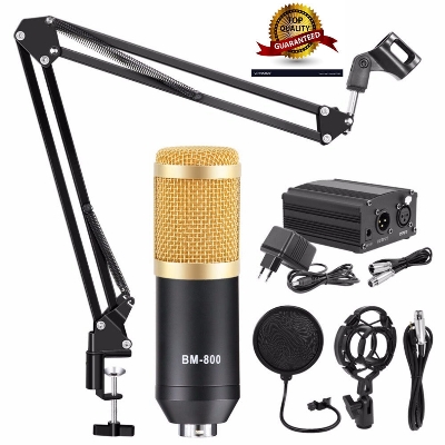 Picture of [Big Promotion] BM-800 Professional Condenser Microphone-K Song, Live Streaming Microphone Set Record Studio Equipment Mic Kit with Adjustable Arm Stand Pop Filter Foam Cap kit (Bm 800 & Phantom)