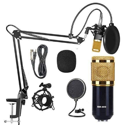 Picture of [Big Promotion] BM-800 Professional Condenser Microphone-K Song, Live Streaming Microphone Set Record Studio Equipment Mic Kit with Adjustable Arm Stand Pop Filter Foam Cap kit (Gold)