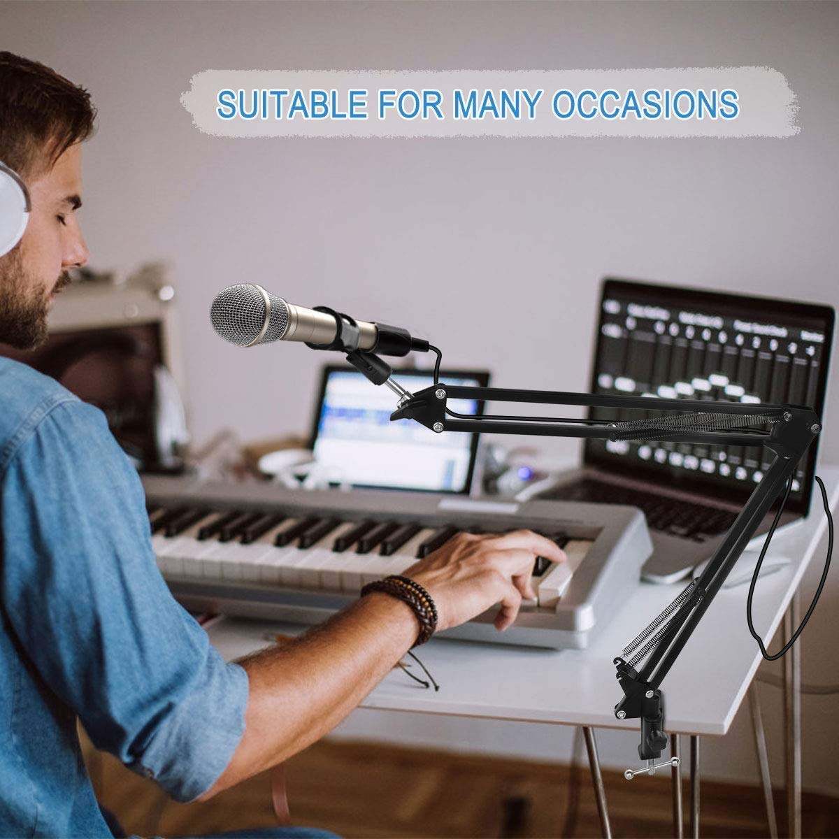 Picture of Professional Recordng Microphone Stand Suspension Scissor Arm For Dynamic and Condenser Mic (Black) (Black)