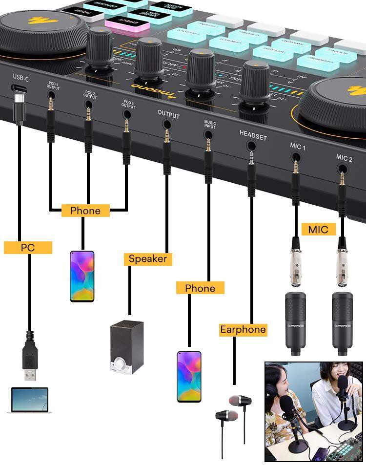 Picture of MAONO CASTER Lite Live Streaming Bundle: All-In-One Podcast Production Studio Comes With Digital Audio Interface+ Condenser Mic+ Headphone (Black)
