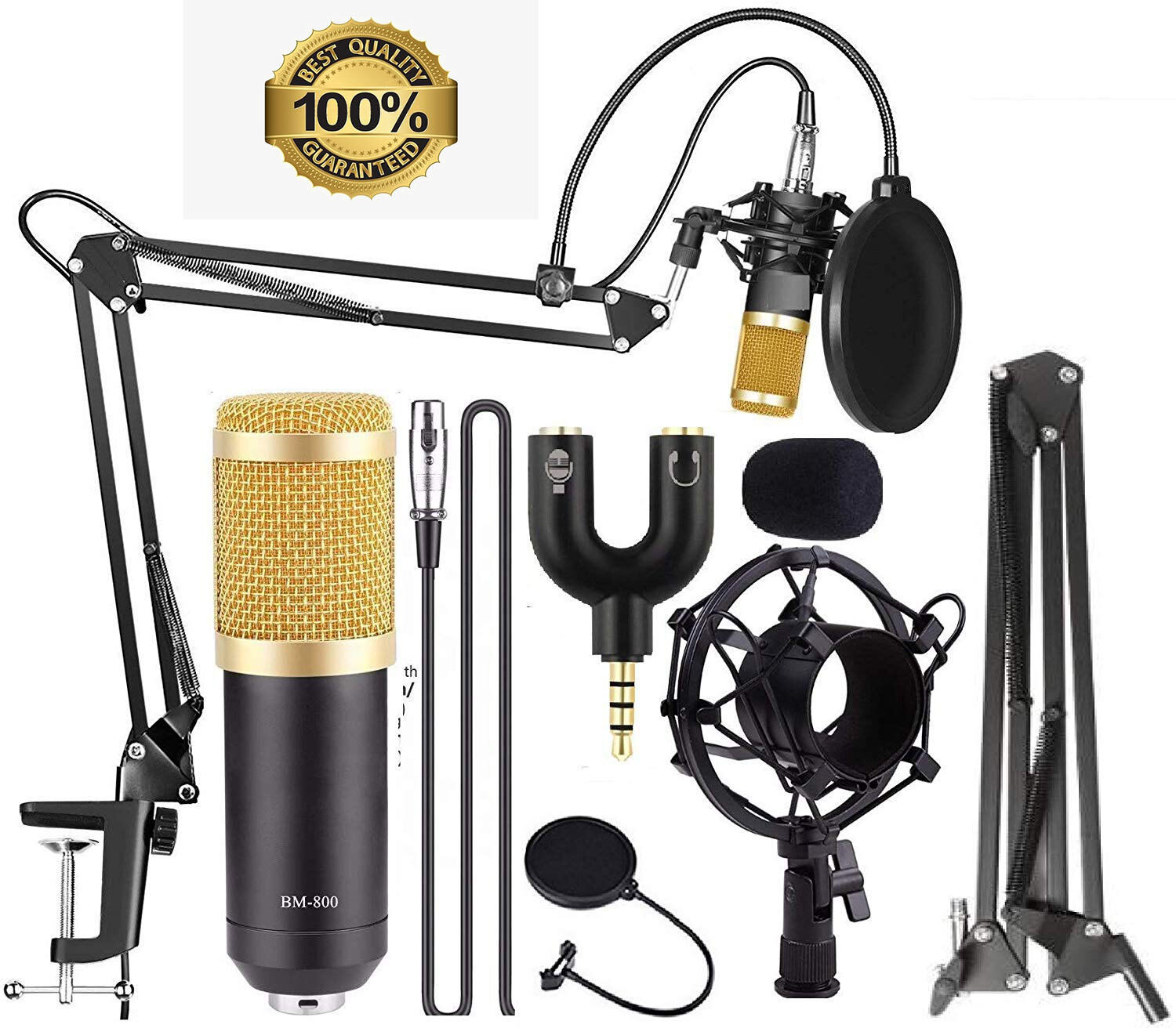 Picture of BM800  Professional Condenser Studio Record Microphone With Sound Card Live Microphone Package Phone & Computer (Bm 800 Set)