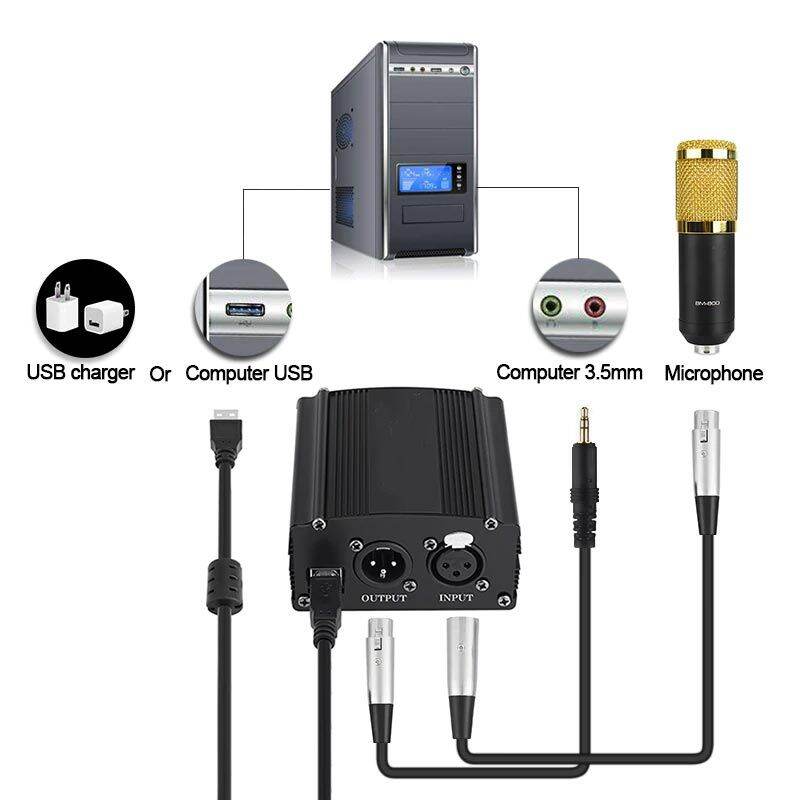 Picture of Phantom Power Supply 48V Phantom Power Supply For Condenser Microphones Studio Microphones Preamp Support All Microphone (Black)