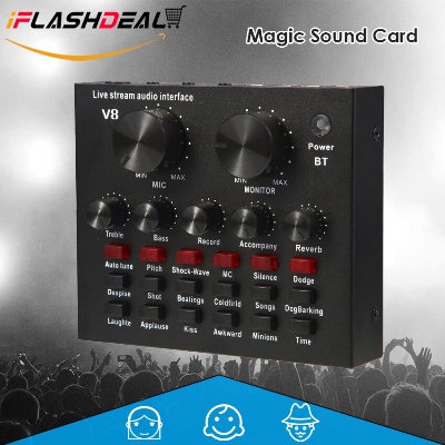 Picture of Audio Mixer Karaoke Sound Card Digital Effects Net Red Live Streaming Audio Interface with 12 Electric Sounds 12 Sound Effects 3 Tones for TV PC smart phone (Black)