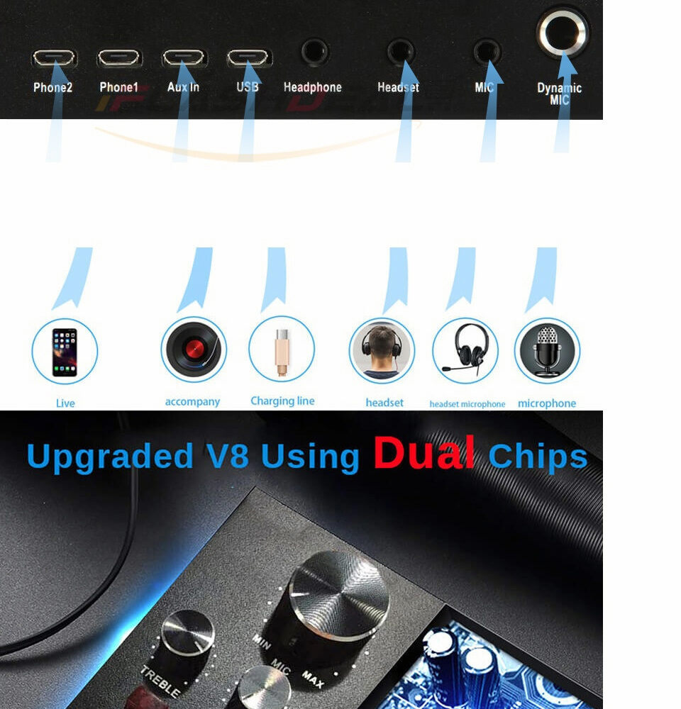 Picture of Audio Mixer Karaoke Sound Card Digital Effects Net Red Live Streaming Audio Interface with 12 Electric Sounds 12 Sound Effects 3 Tones for TV PC smart phone (Black)