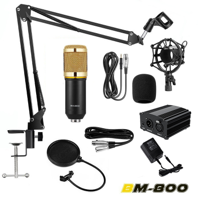 Picture of BM800 Microphone Condenser Sound Record Microphone BM 800 With Phantom Power For Radio Broadcasting Singing Record (Gold)