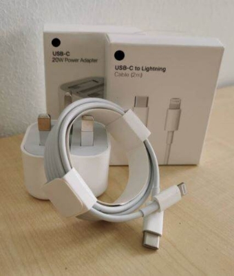 Picture of i-Phone 12Pro Max 20W USB-C Power Adapter With USB-C to Lighting Cable (3 Pin) 1m (White,Apple)