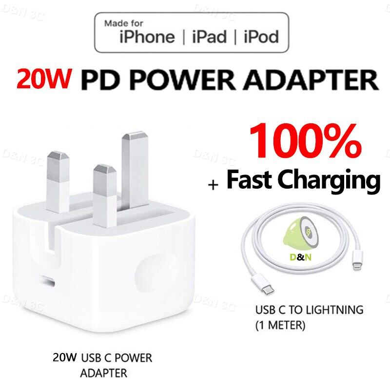 Picture of i-Phone 12Pro Max 20W USB-C Power Adapter With USB-C to Lighting Cable (3 Pin) 1m (White,Apple)