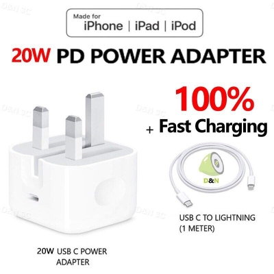 Picture of i-Phone 12Pro Max 20W USB-C Power Adapter With USB-C to Lighting Cable (3 Pin) 1m (White,Apple)