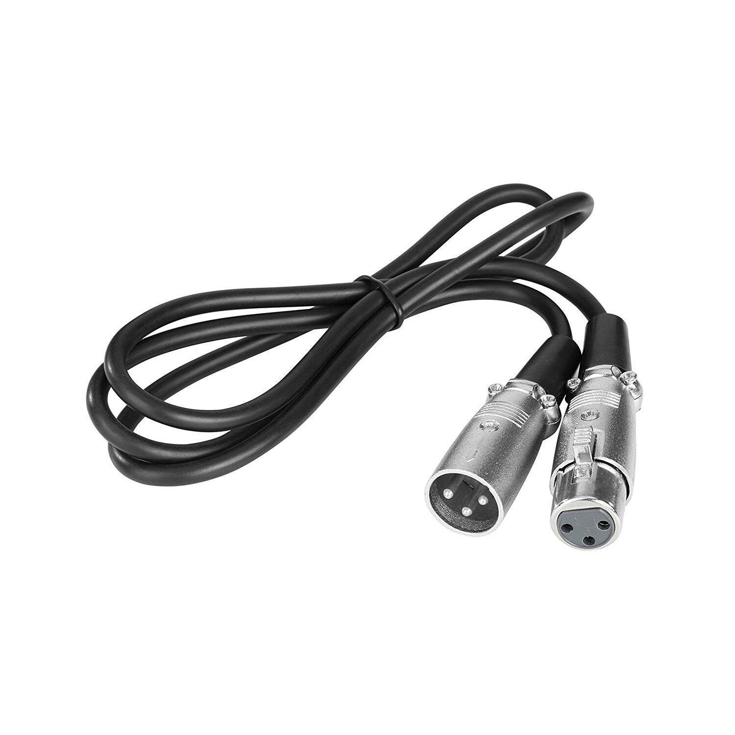 Picture of 3 Pin XLR Microphone Cable Male To Female Balanced Patch Lead Mic 1.5M NICKEL (Black)
