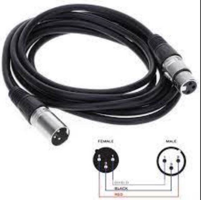 Picture of 3 Pin XLR Microphone Cable Male To Female Balanced Patch Lead Mic 1.5M NICKEL (Black)