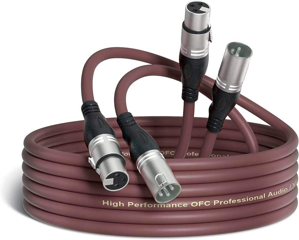Picture of 3 Pin XLR Microphone Cable Male To Female Chocolate Colour 1.5M (Black)