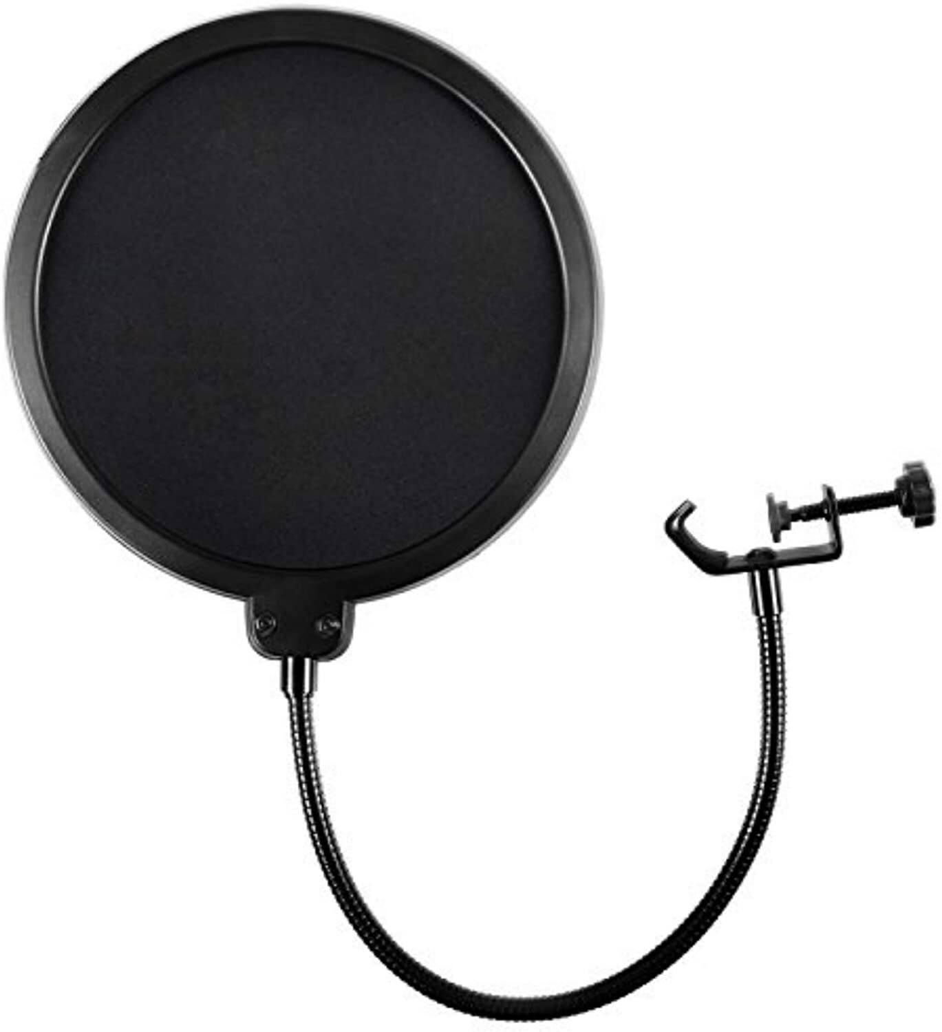 Picture of Studio Microphone Wind Pop Filter Shield with Stand Clip for Recording Vocals (Black) 