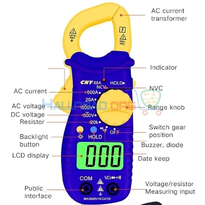 Picture of Chy-88A Test Auto-Ranging Electrical Meter Digital Multi Clamp Meter with T-RMS/Counts Multi Meter Digital Multimeter - multimeter 