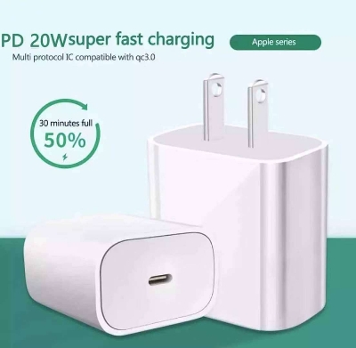 Picture of 20W Fast USB charger adapter with cable for IPhn 13/12/11/X/8/ipd (White)