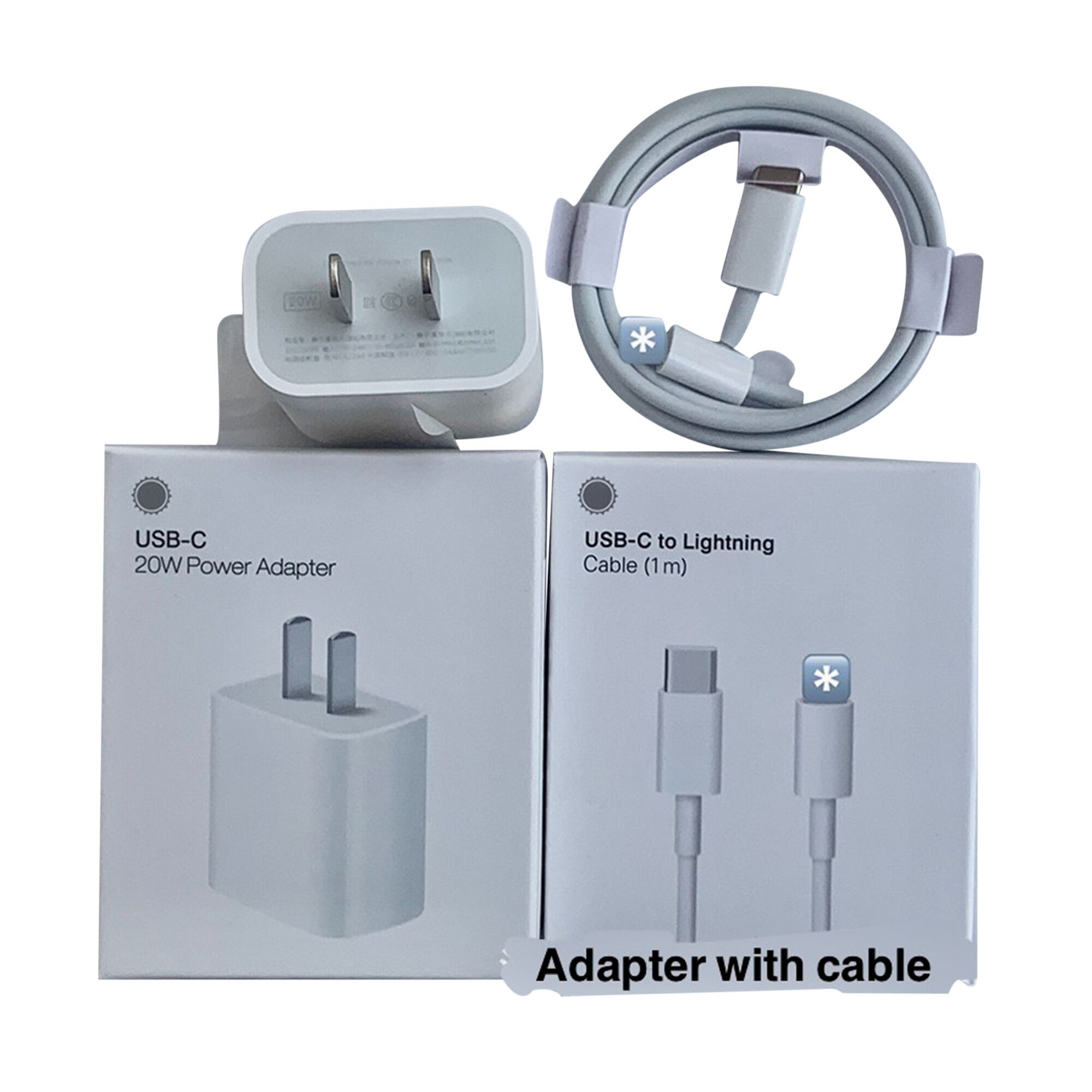 Picture of 20W Fast USB charger adapter with cable for IPhn 13/12/11/X/8/ipd (White)